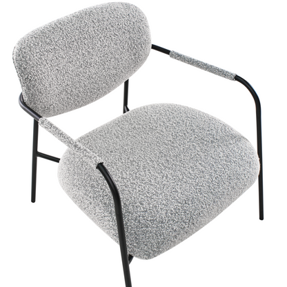 Century Modern Armchair Black White Polyester Upholstery Metal Frame