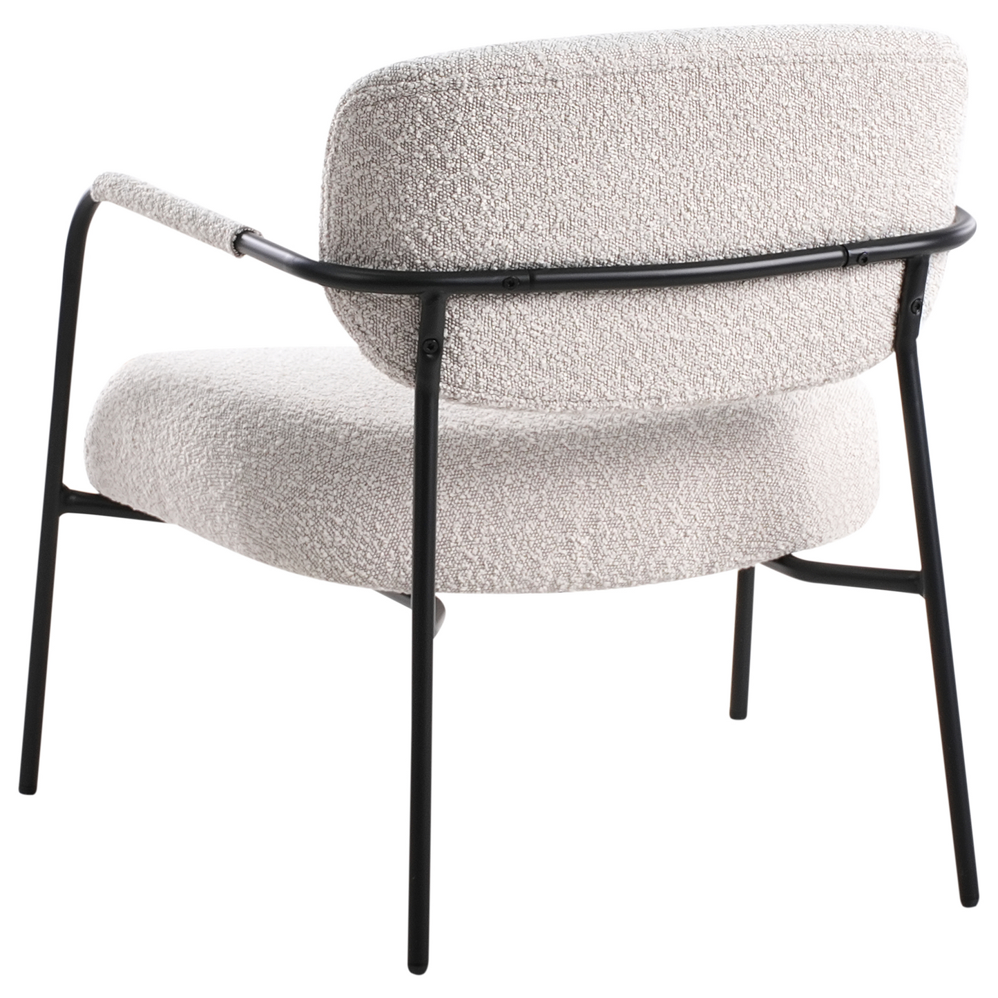 Armchair Light Beige Polyester Upholstery With Metal Frame Low Profile Mid Century Modern
