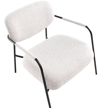 Armchair Light Beige Polyester Upholstery With Metal Frame Low Profile Mid Century Modern
