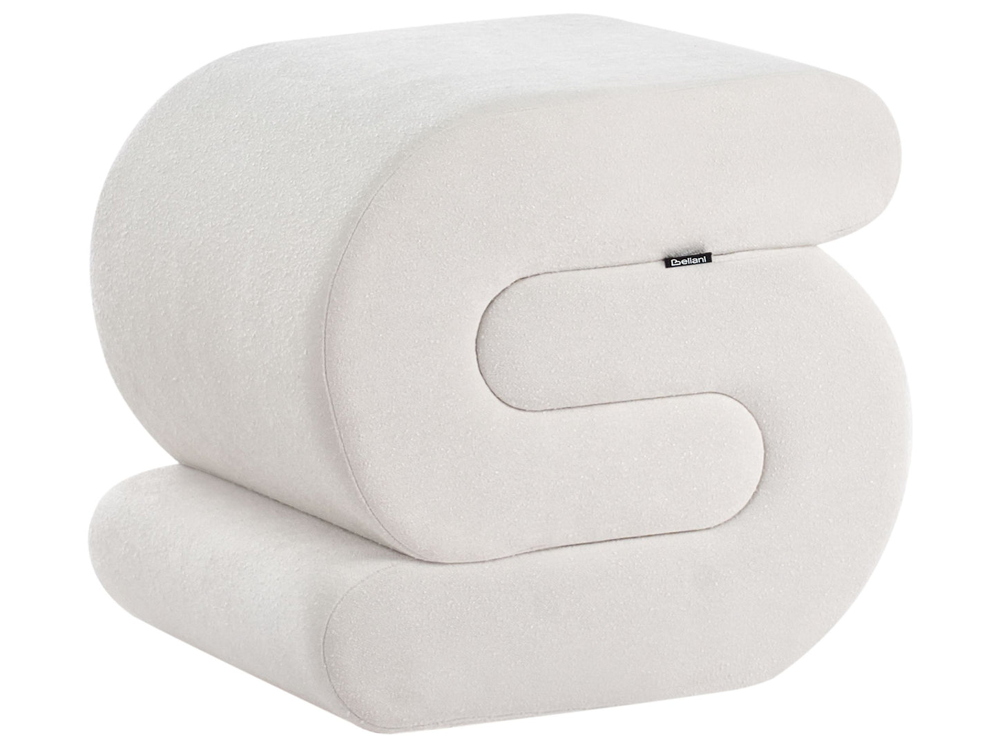 Pouffe Off White Chenille S Shape Footstool