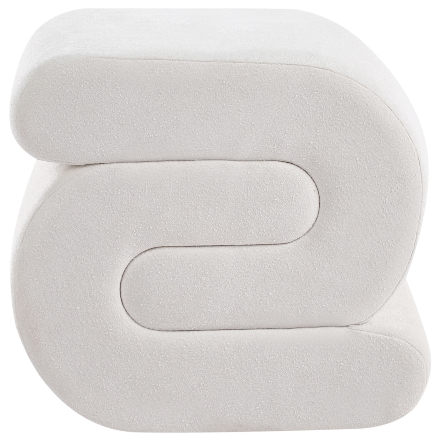 Pouffe Off White Chenille S Shape Footstool