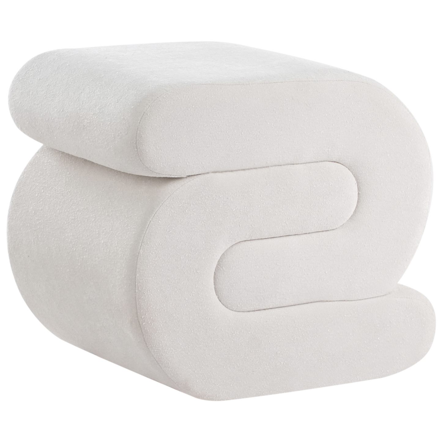 Pouffe Off White Chenille S Shape Footstool