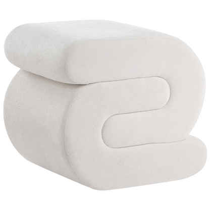 Pouffe Off White Chenille S Shape Footstool