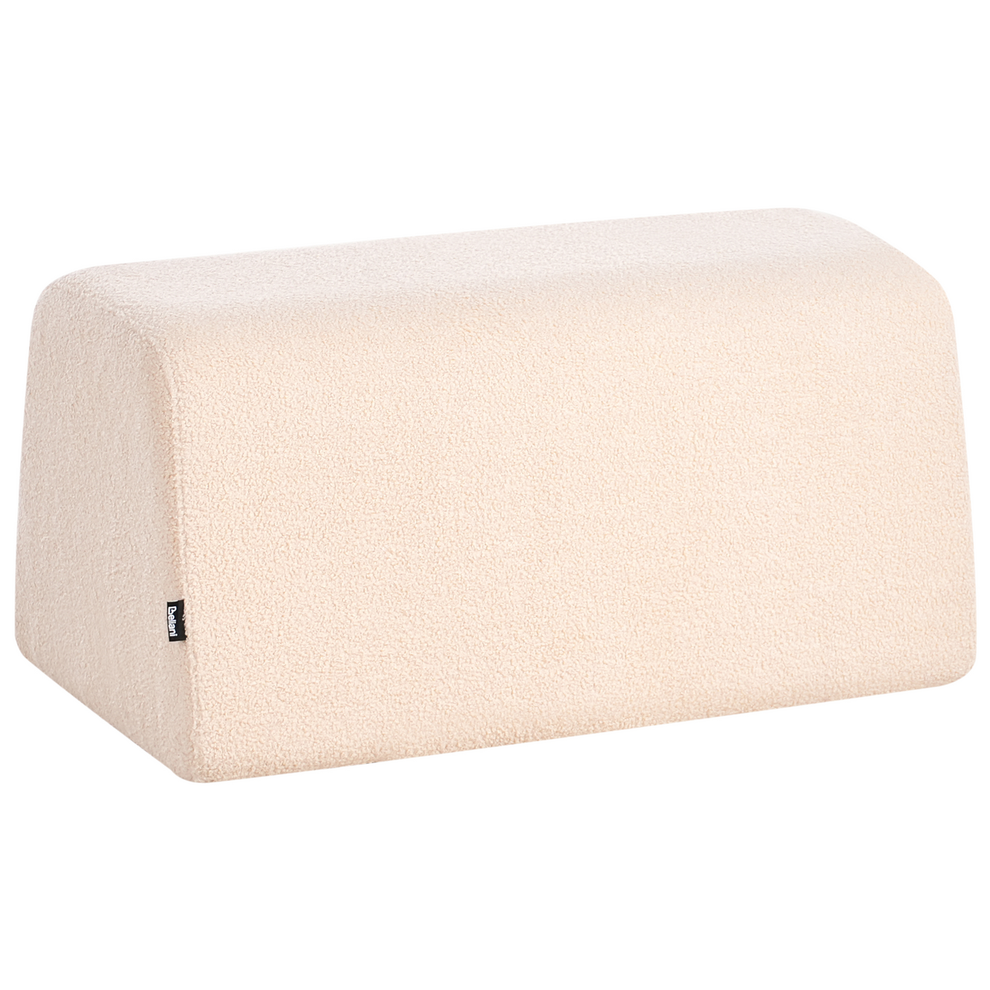 Beige Boucle Pouffe Rectangular Footstool Upholstered Living Room Comfort
