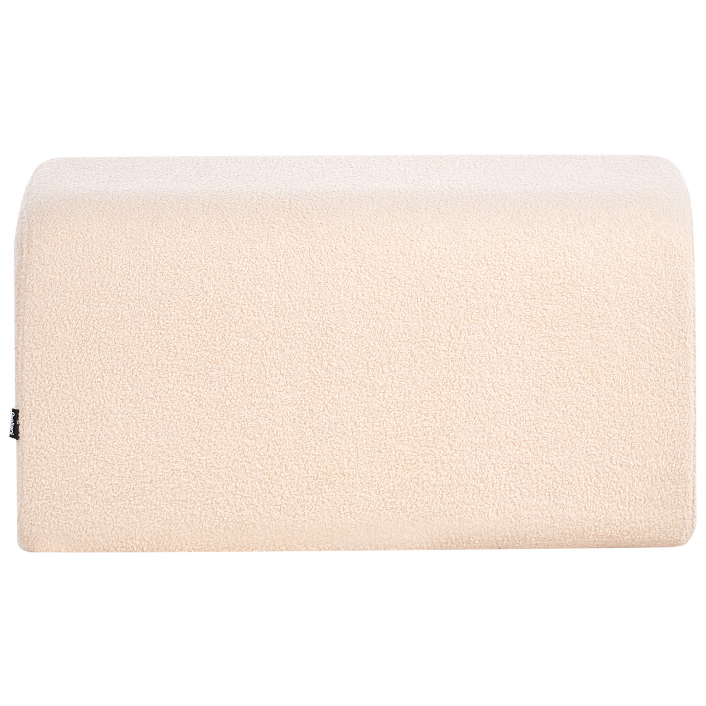 Beige Boucle Pouffe Rectangular Footstool Upholstered Living Room Comfort