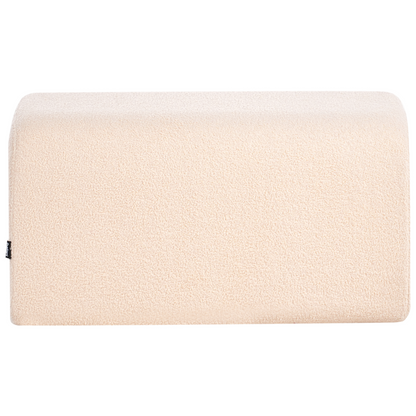 Beige Boucle Pouffe Rectangular Footstool Upholstered Living Room Comfort