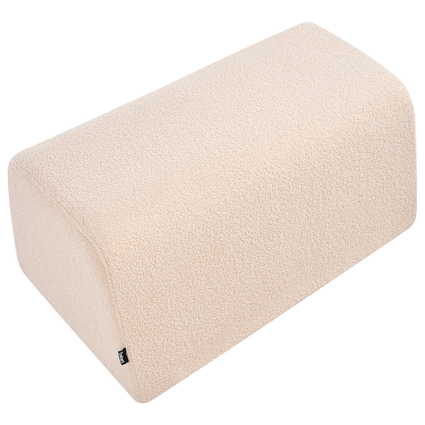 Beige Boucle Pouffe Rectangular Footstool Upholstered Living Room Comfort