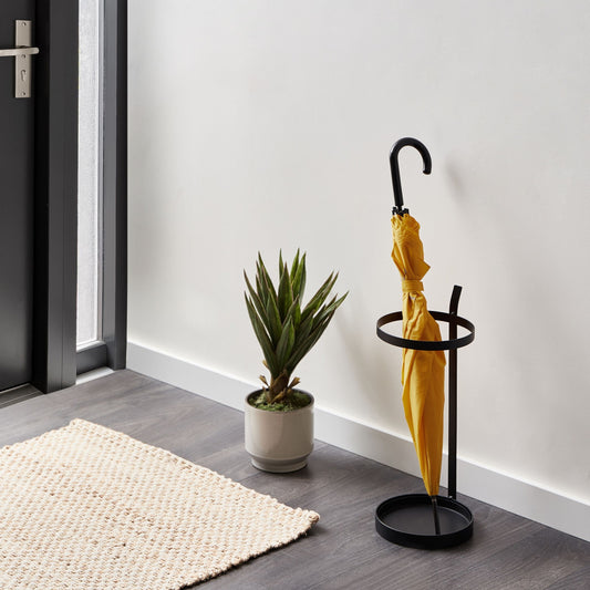 Black Iron Umbrella Stand Powdercoated Hallway Organizer