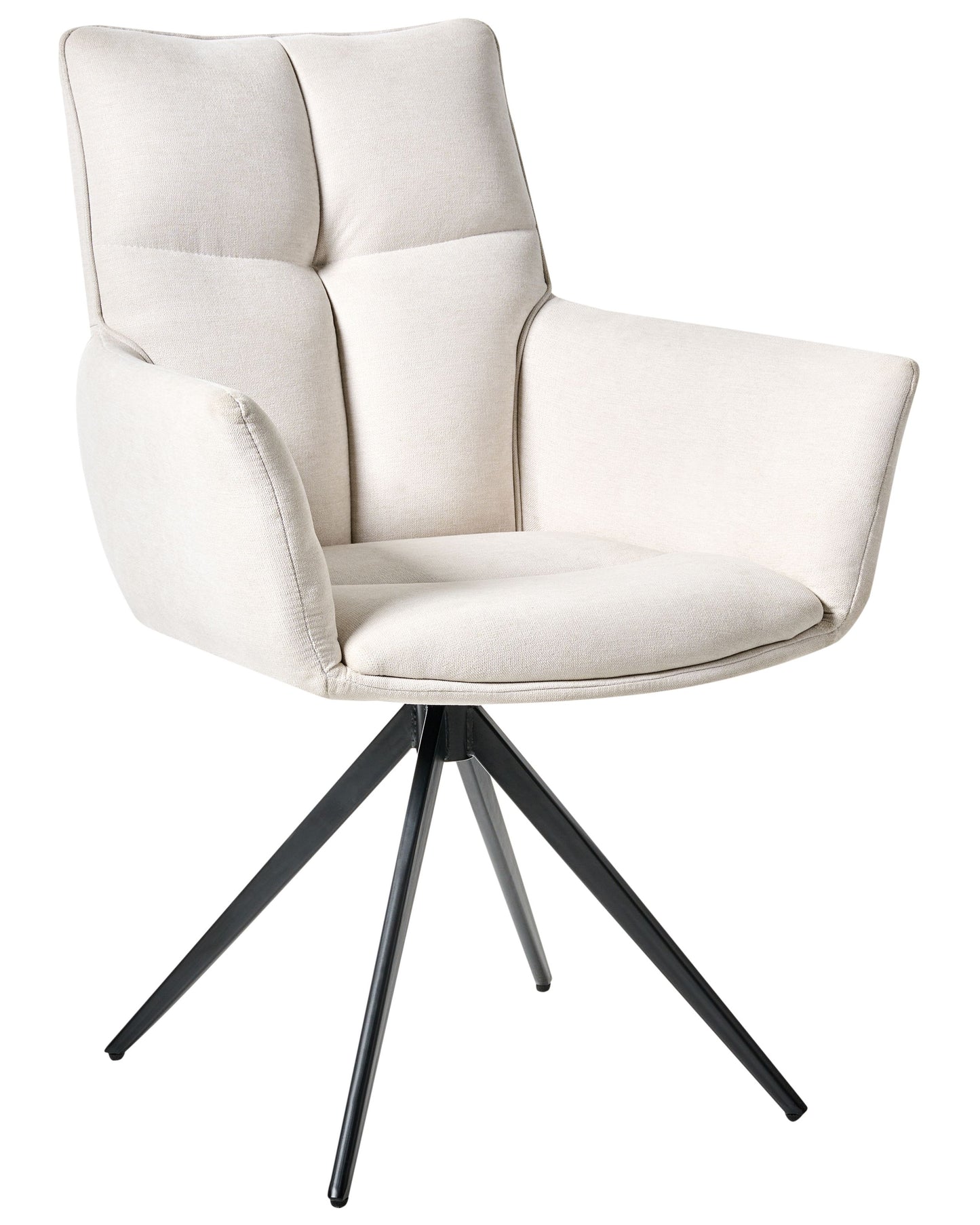 Name Modern Swivel Dining Chair Off White Polyester Upholstery Iron Black Legs