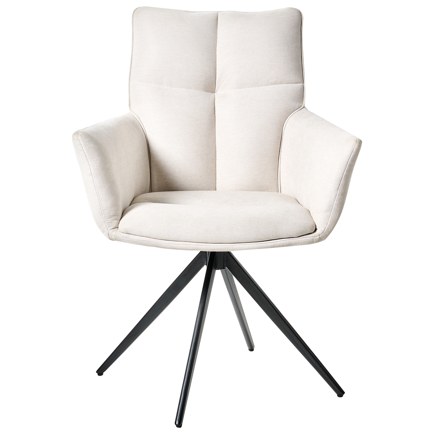Name Modern Swivel Dining Chair Off White Polyester Upholstery Iron Black Legs