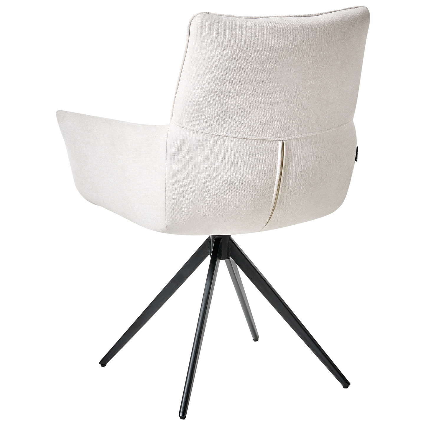 Name Modern Swivel Dining Chair Off White Polyester Upholstery Iron Black Legs