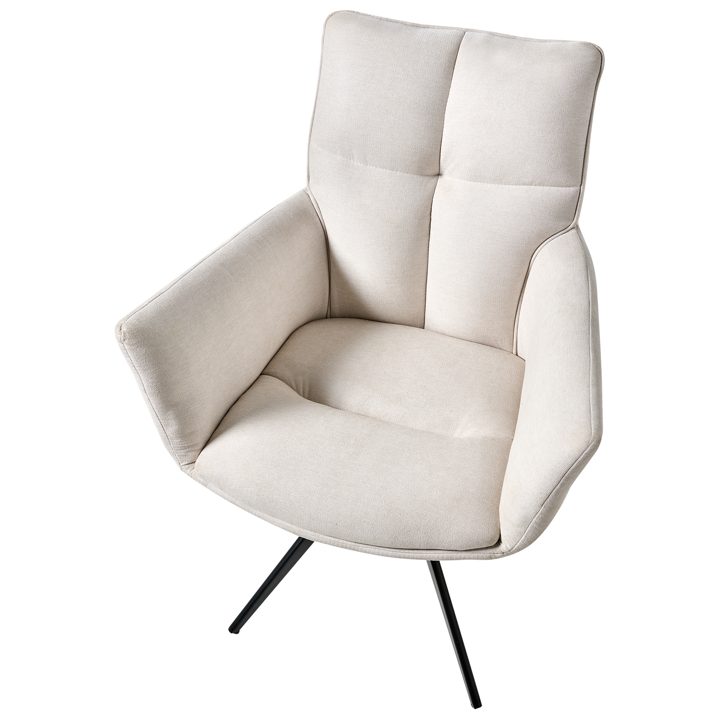 Name Modern Swivel Dining Chair Off White Polyester Upholstery Iron Black Legs