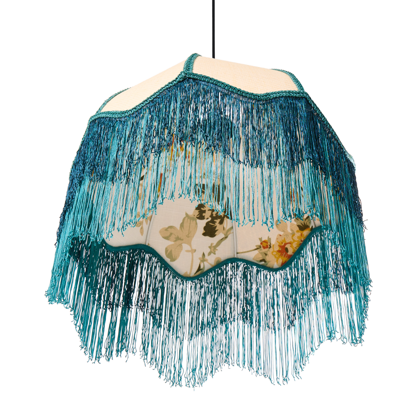 Nostalgia Lights Pendant Lamp Blue Paper Fringe Tassels 182cm