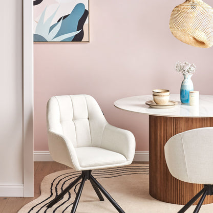 Prestige Home Swivel Dining Chair Off White Fabric With Metal Base