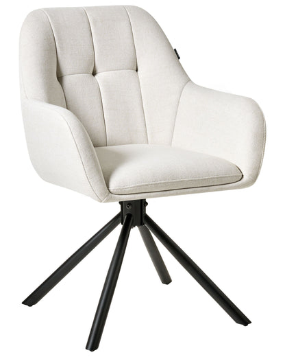 Prestige Home Swivel Dining Chair Off White Fabric With Metal Base