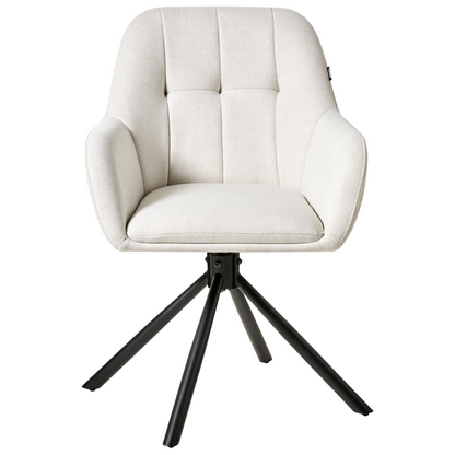 Prestige Home Swivel Dining Chair Off White Fabric With Metal Base