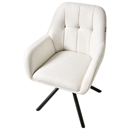 Prestige Home Swivel Dining Chair Off White Fabric With Metal Base