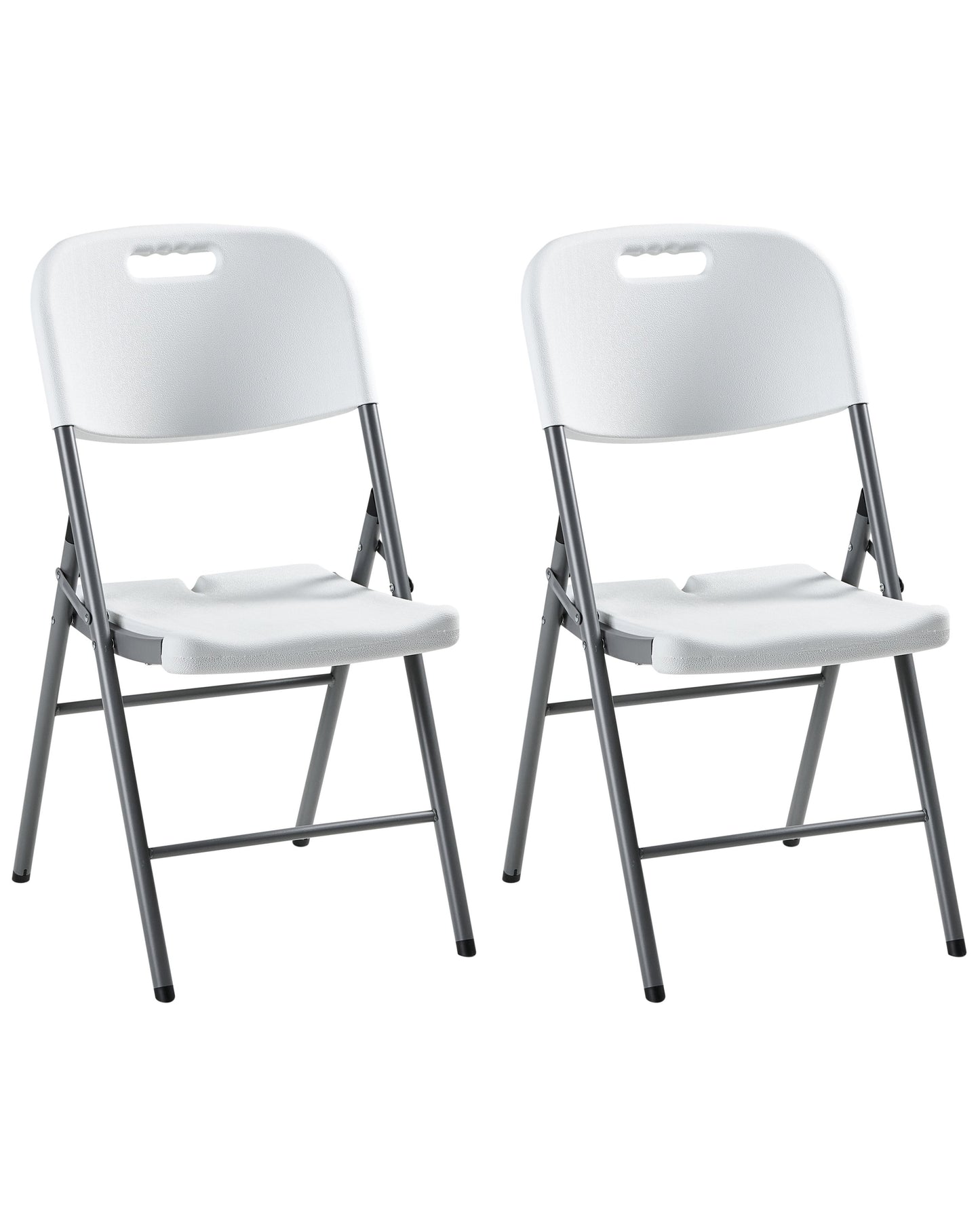 2-Pack Folding White Outdoor Dining Chairs - Modern Arm-Free Set Moisture-Resistant Synthetic Material