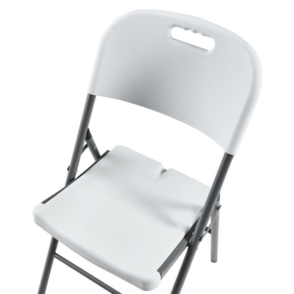 2-Pack Folding White Outdoor Dining Chairs - Modern Arm-Free Set Moisture-Resistant Synthetic Material