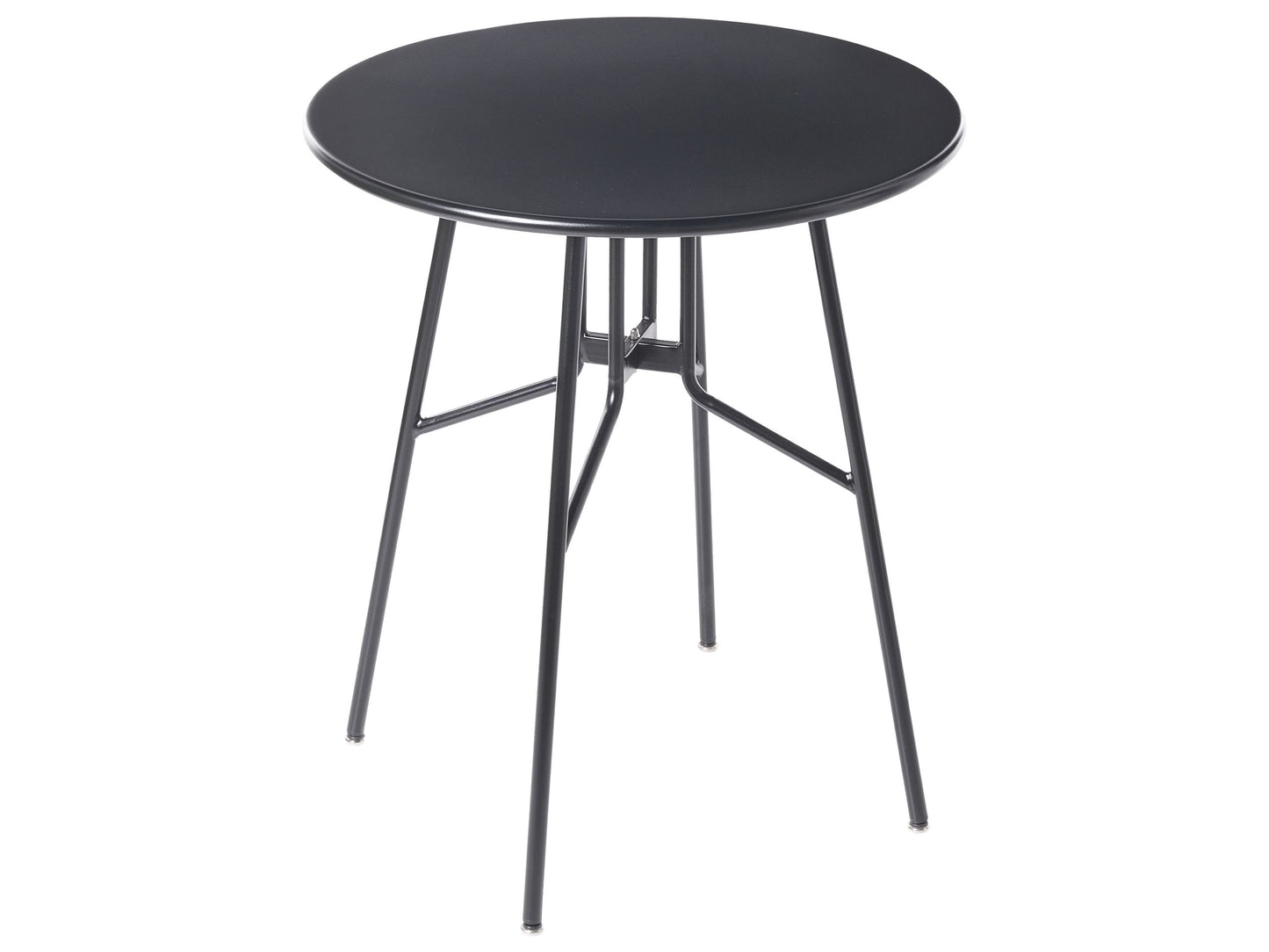 Garden Dining Table Black Iron Round 64cm Outdoor Modern Design Rust Resistant Patio Weatherproof