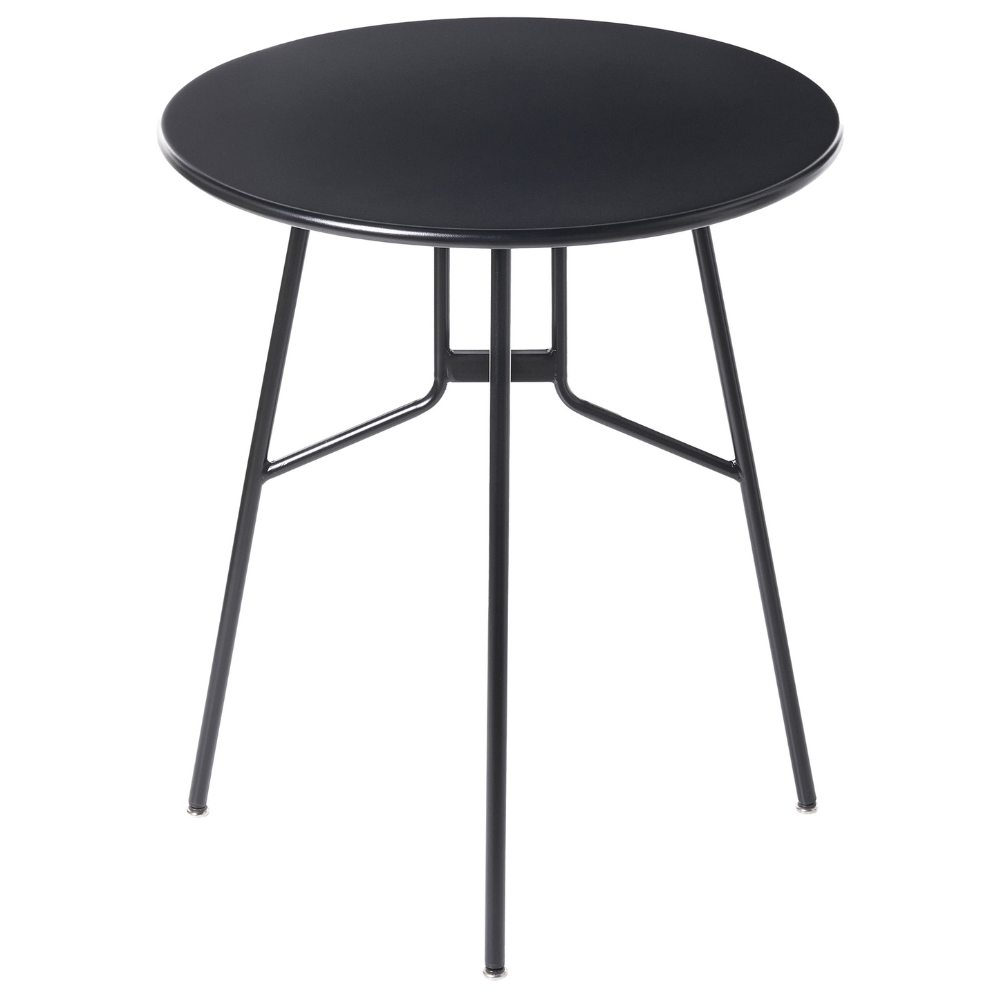 Garden Dining Table Black Iron Round 64cm Outdoor Modern Design Rust Resistant Patio Weatherproof