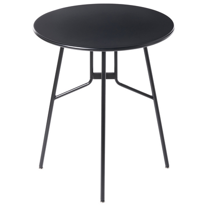 Garden Dining Table Black Iron Round 64cm Outdoor Modern Design Rust Resistant Patio Weatherproof