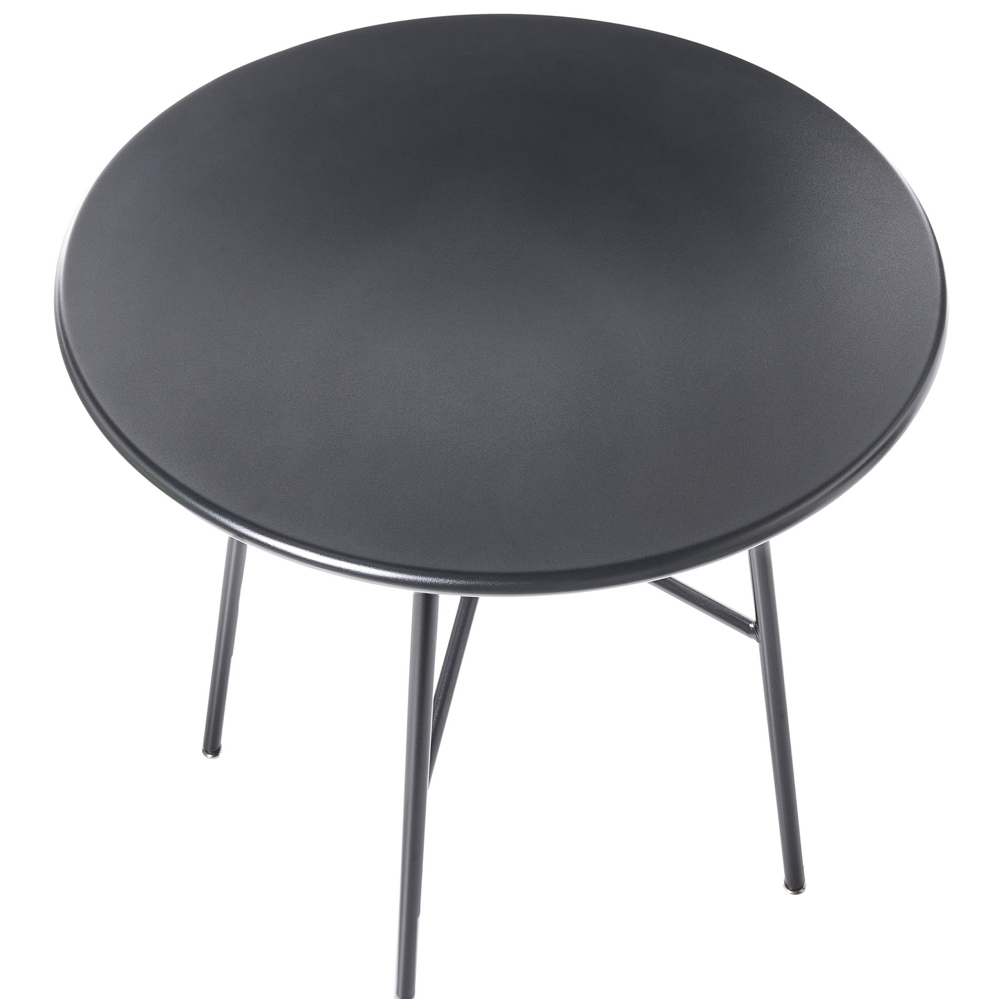 Garden Dining Table Black Iron Round 64cm Outdoor Modern Design Rust Resistant Patio Weatherproof