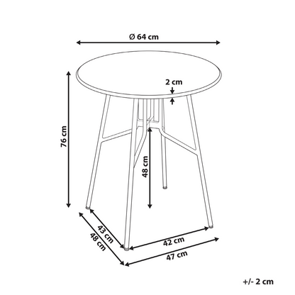 Garden Dining Table Black Iron Round 64cm Outdoor Modern Design Rust Resistant Patio Weatherproof