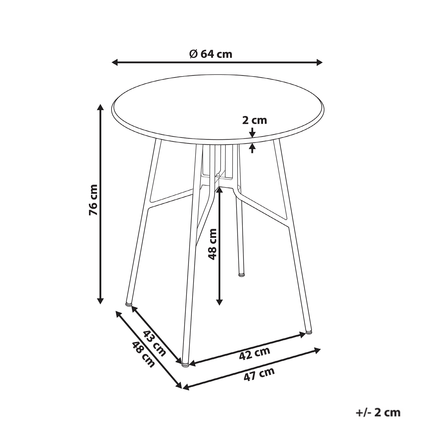 Dining Table Grey Iron Round 64cm Outdoor