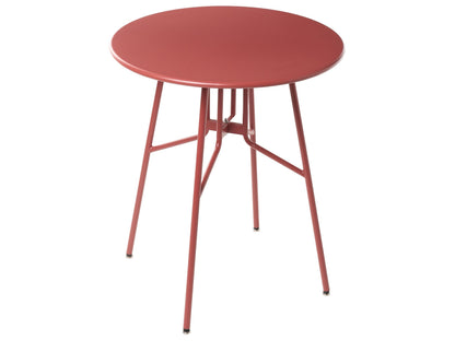 Red Iron Round Garden Dining Table 64cm Outdoor Modern