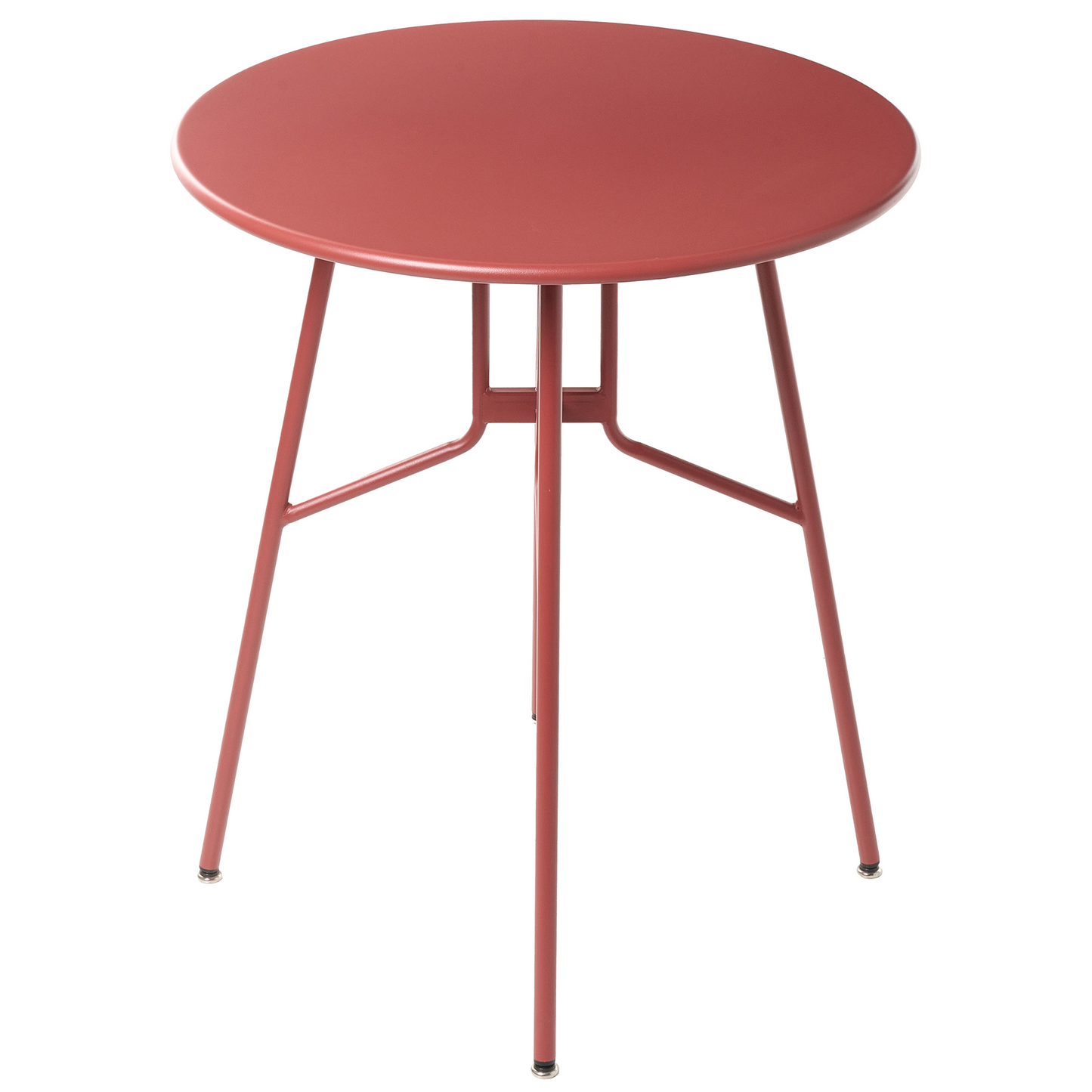 Red Iron Round Garden Dining Table 64cm Outdoor Modern