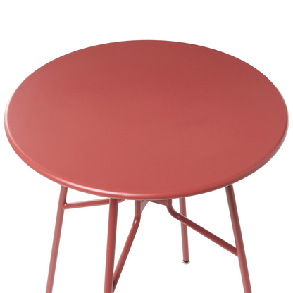 Red Iron Round Garden Dining Table 64cm Outdoor Modern