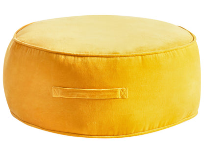 Velvet Round Ottoman Pouffe Footstool Yellow