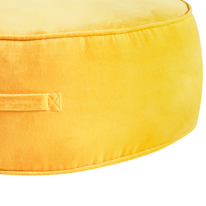Velvet Round Ottoman Pouffe Footstool Yellow
