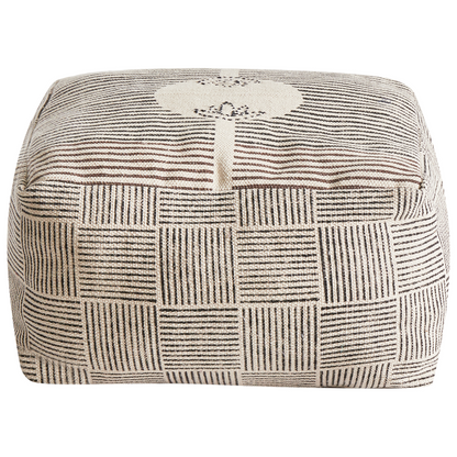 Modern Grey Fabric Pouffe Footstool Square Retro Boho Style for Living Room