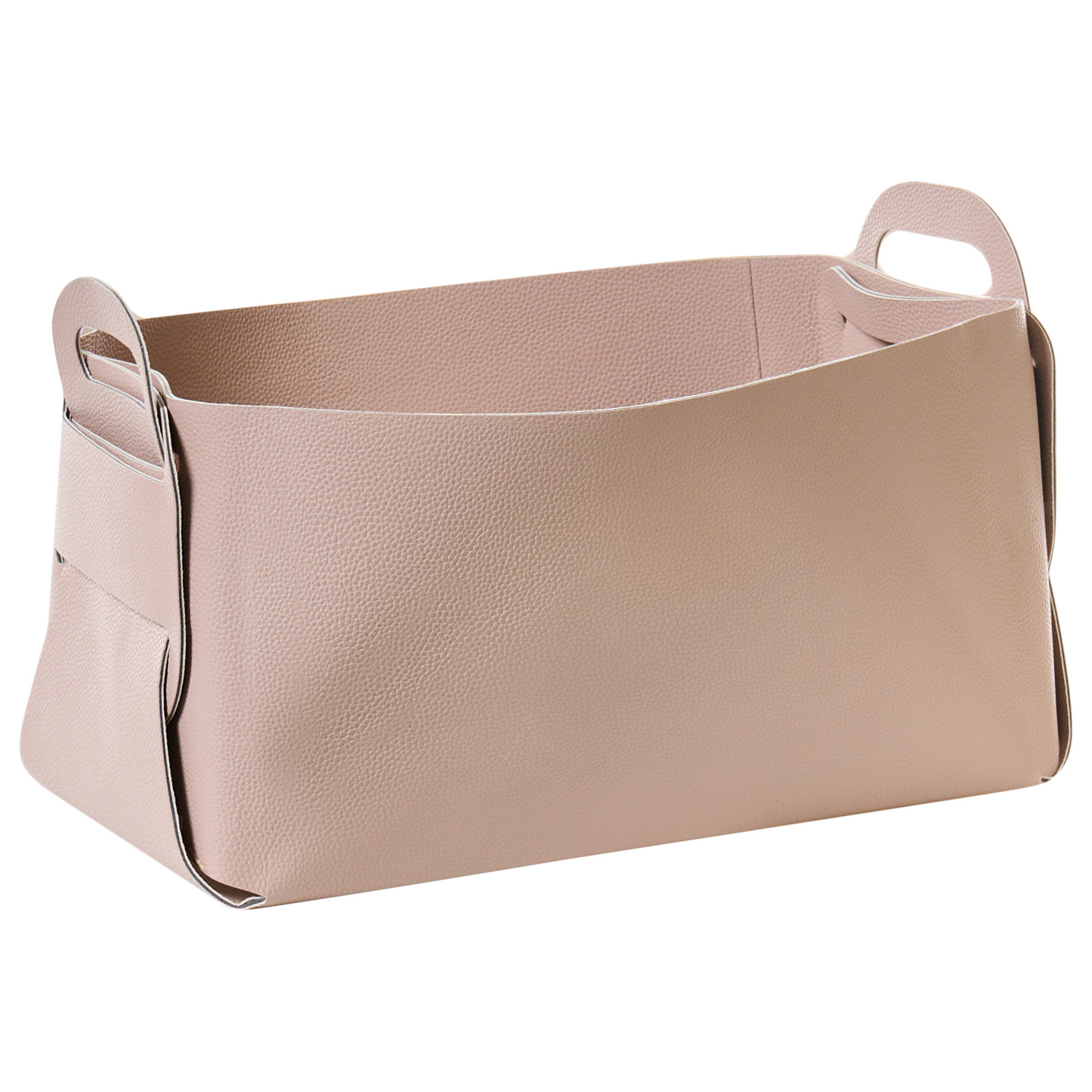 Pastel Pink Faux Leather Storage Baskets Set Of 2 With Handles Handmade Retro Design