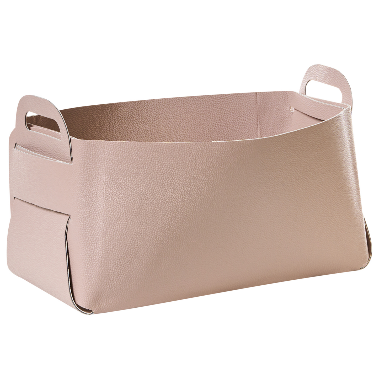 Pastel Pink Faux Leather Storage Baskets Set Of 2 With Handles Handmade Retro Design