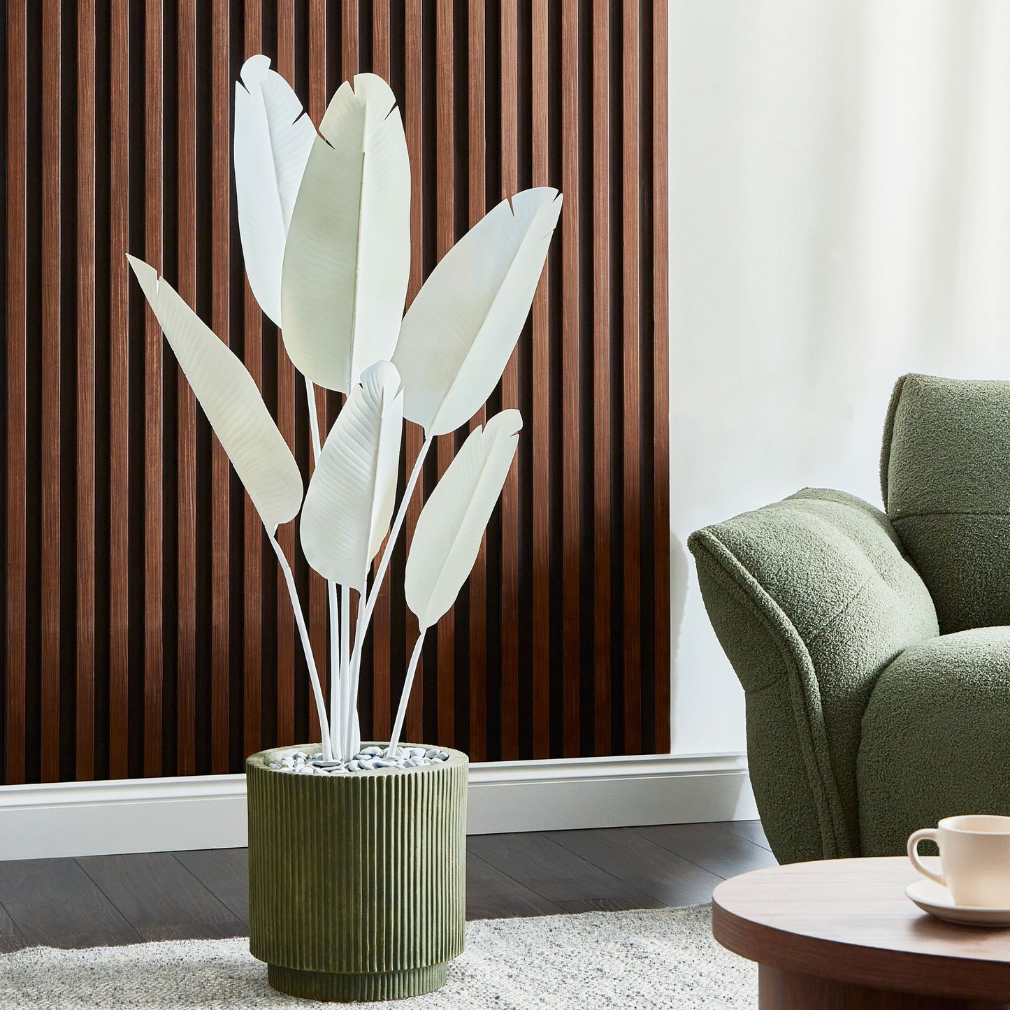 Artificial Banana Tree White 123cm With Adjustable Leaves