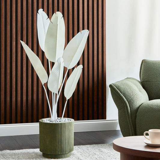 Artificial Banana Tree White 123cm With Adjustable Leaves