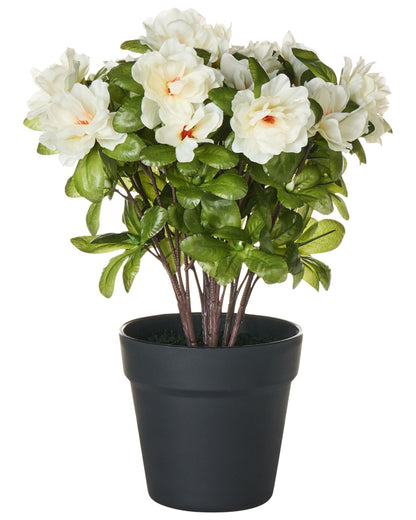 Artificial Potted Rhododendron Plant White Flowers 36cm