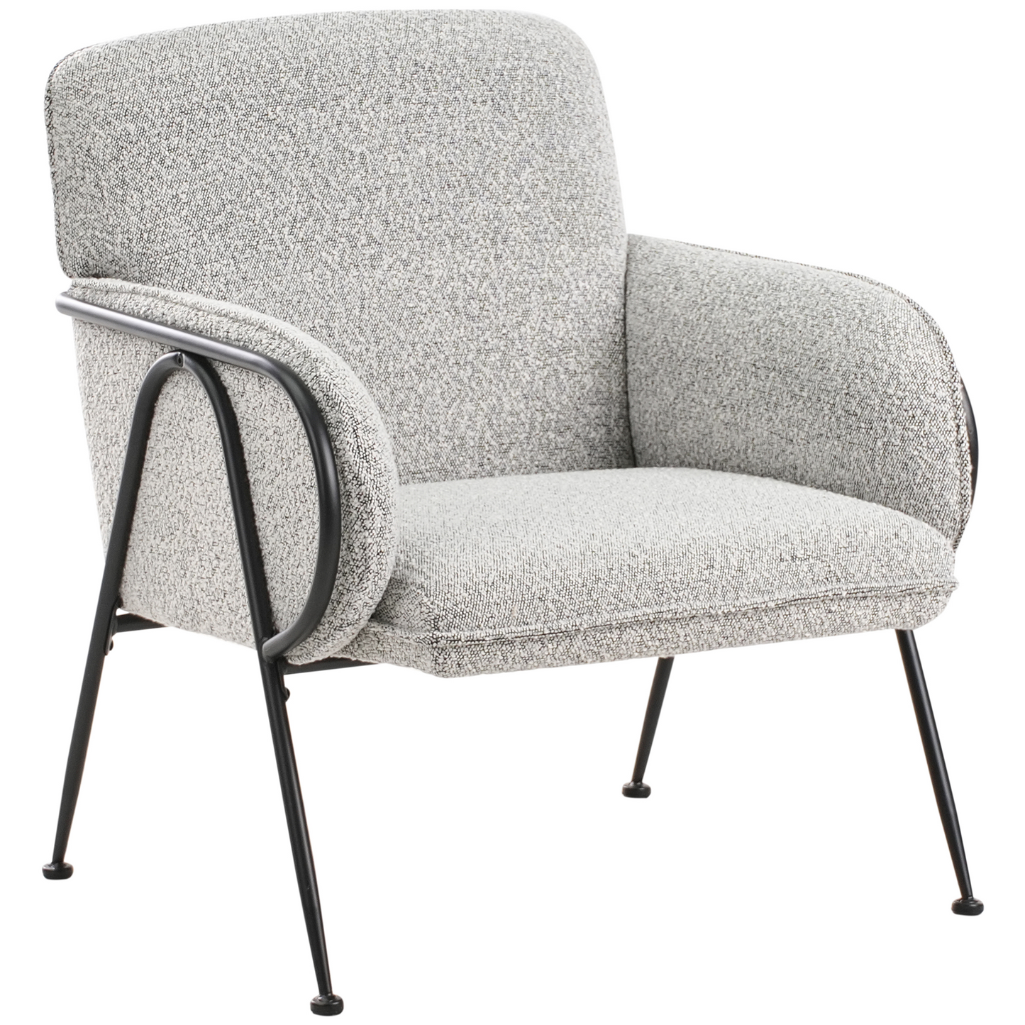Century Modern Armchair Black White Polyester Upholstery Metal Frame