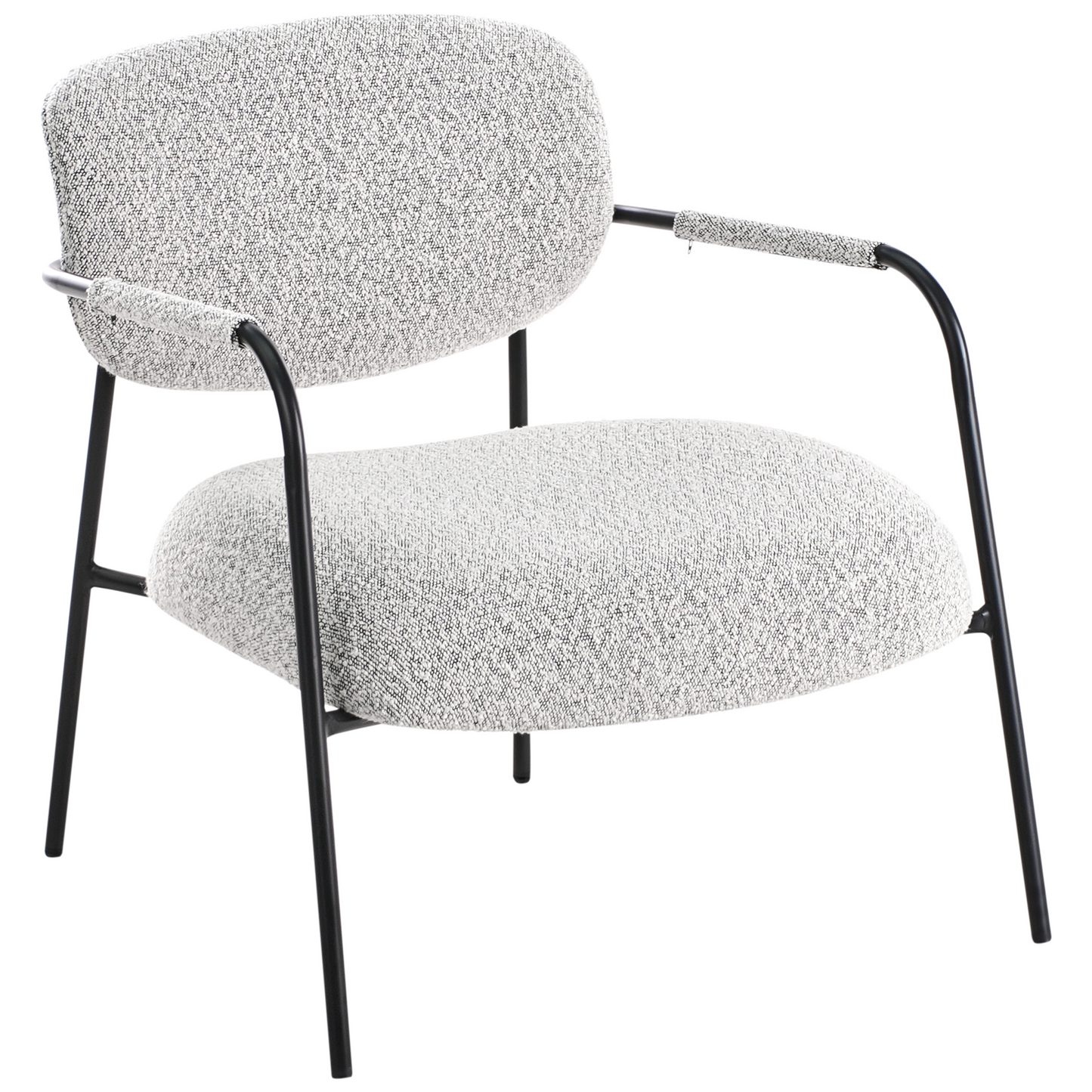 Century Modern Armchair Black White Polyester Upholstery Metal Frame