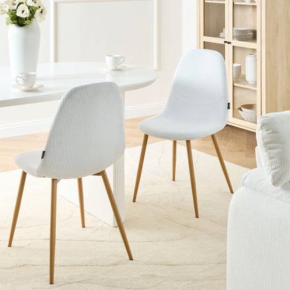 Corduroy White Seat Armless Dining Chairs Set of 2