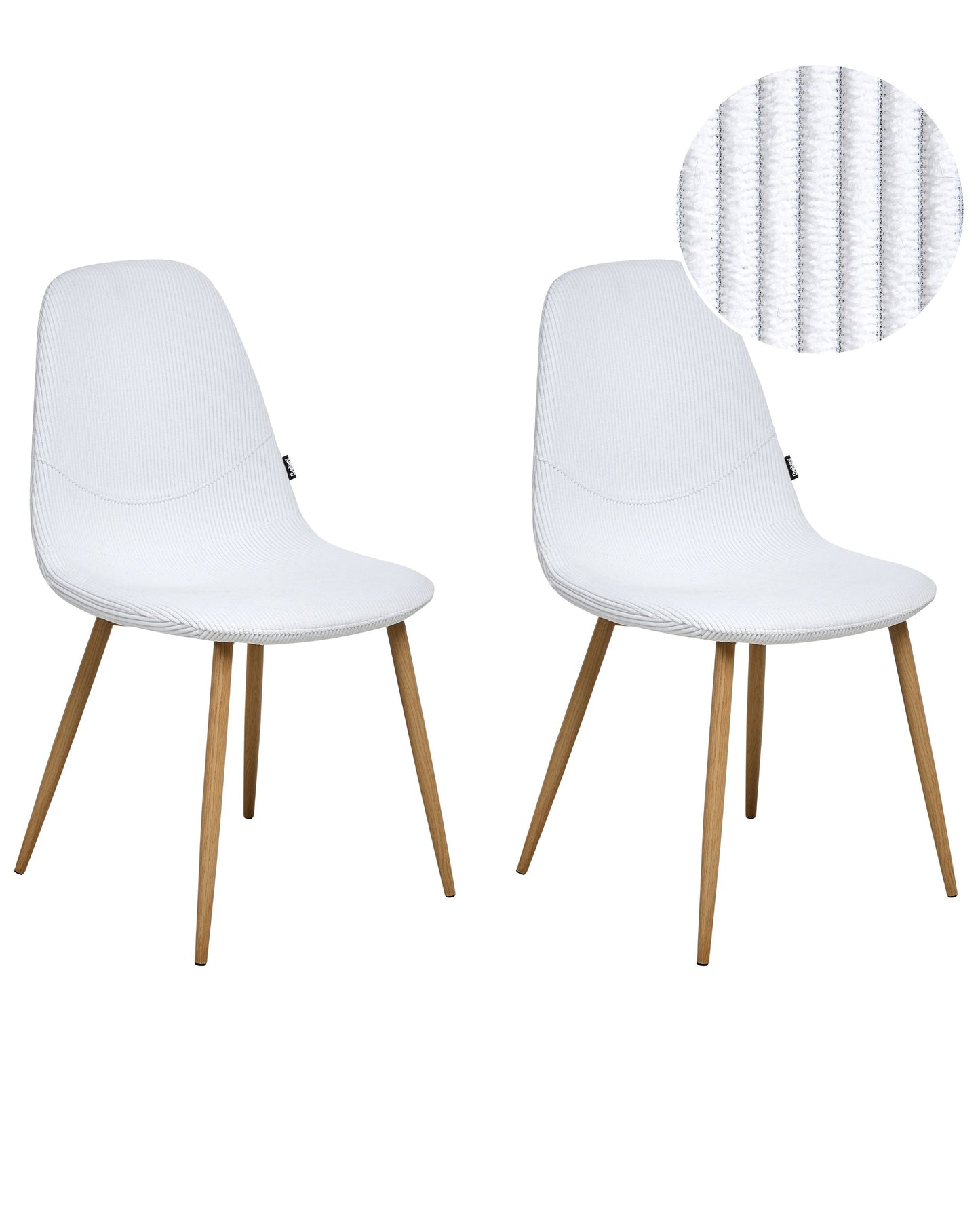 Corduroy White Seat Armless Dining Chairs Set of 2