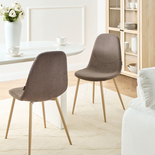 Astra Home Taupe Corduroy Armless Dining Chairs Set Of 2
