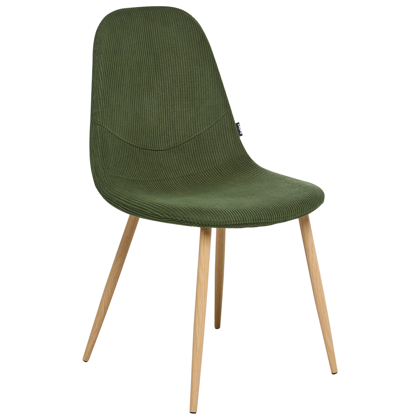 Set Of 2 Green Corduroy Fabric Dining Chairs Armless Modern Design Ergonomic