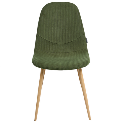 Set Of 2 Green Corduroy Fabric Dining Chairs Armless Modern Design Ergonomic