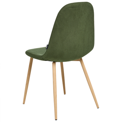 Set Of 2 Green Corduroy Fabric Dining Chairs Armless Modern Design Ergonomic