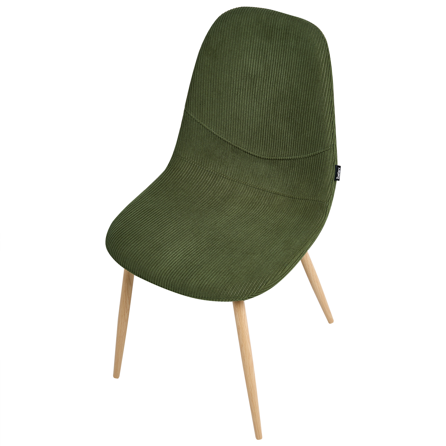 Set Of 2 Green Corduroy Fabric Dining Chairs Armless Modern Design Ergonomic