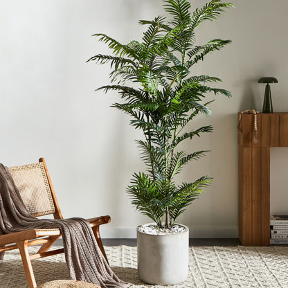 Artificial Potted Fan Palm Tree 180cm Tall Green and Black Leaves Indoor Decor
